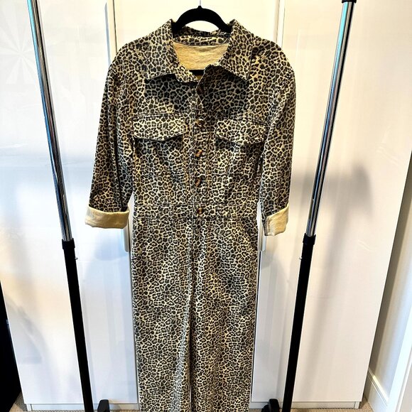NWOT - Boii Life - Leopard Print Long Sleeve Jumpsuit - Size Medium - Picture 6 of 14